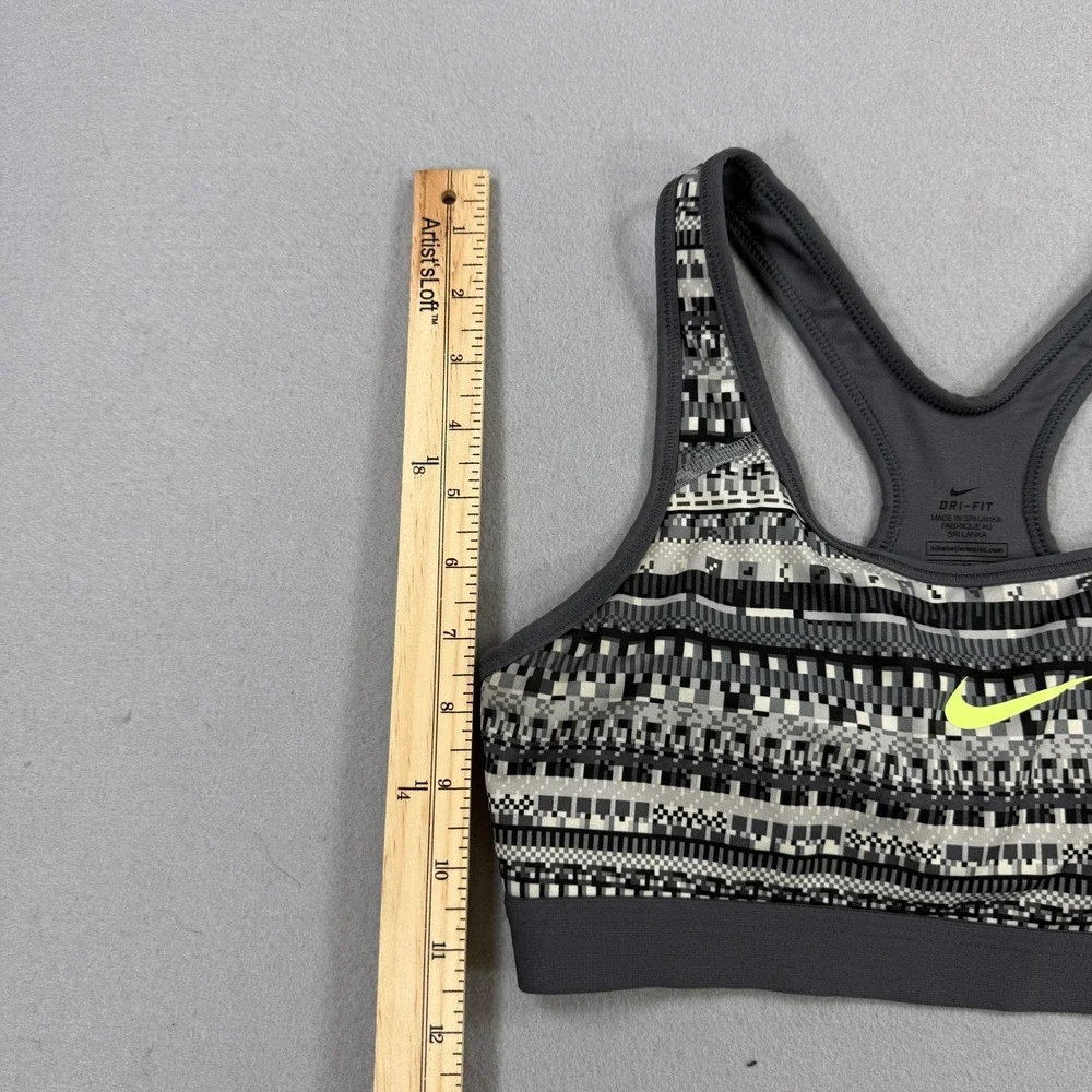 Nike Sports Bra Women Medium Gray Geometric Aztec Dri-FIT Racerback Athletic Gym